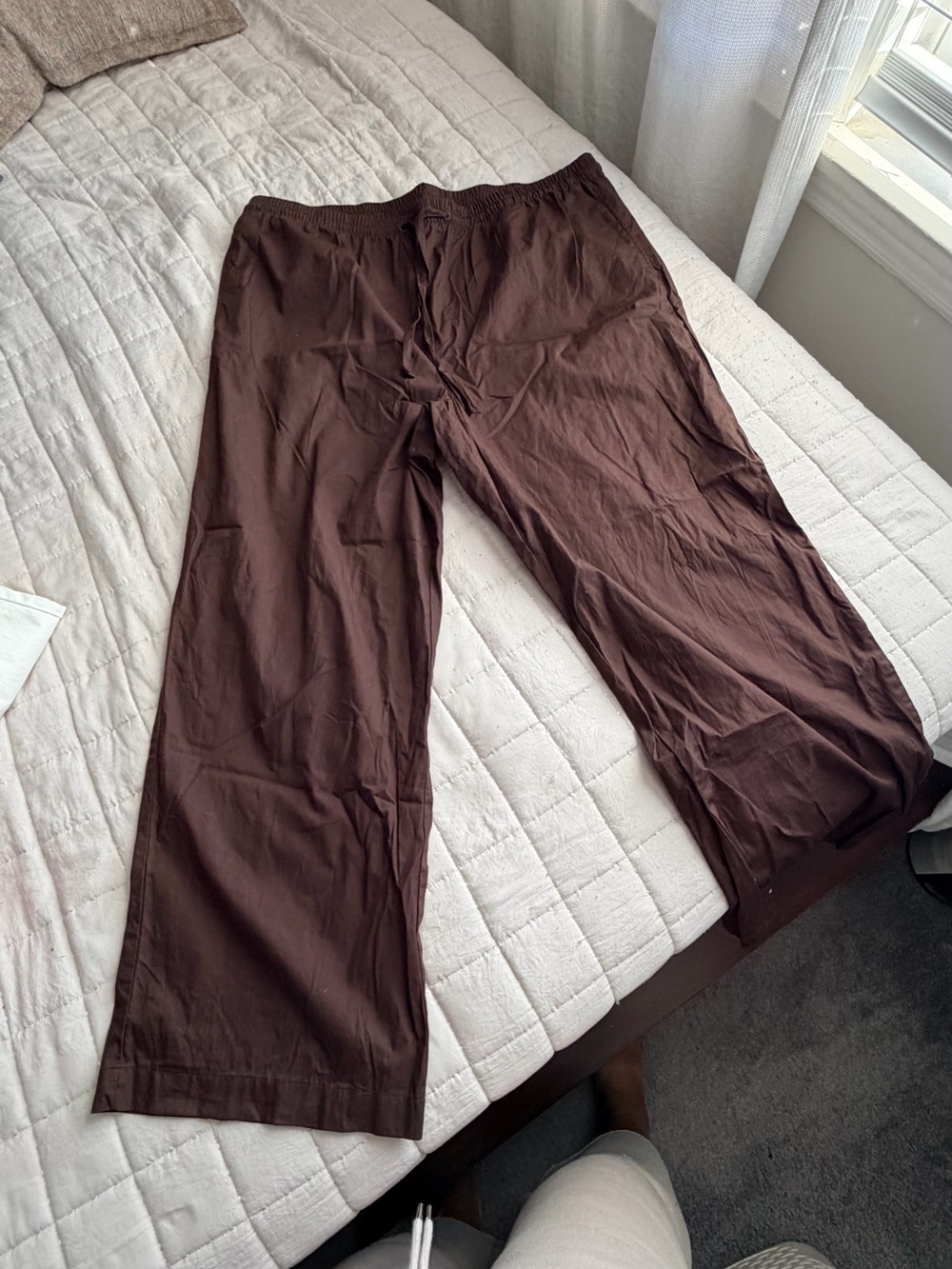 H&M Men's Dark Brown Relaxed Cotton Trousers